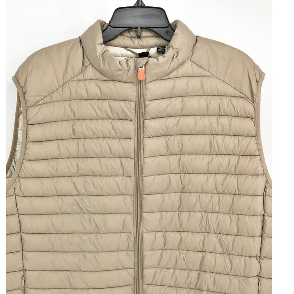 Save the Duck Womens Giga 16 Puffer Vest XXL Dune Beige Full Zip Mock Neck NWT - Picture 2 of 8